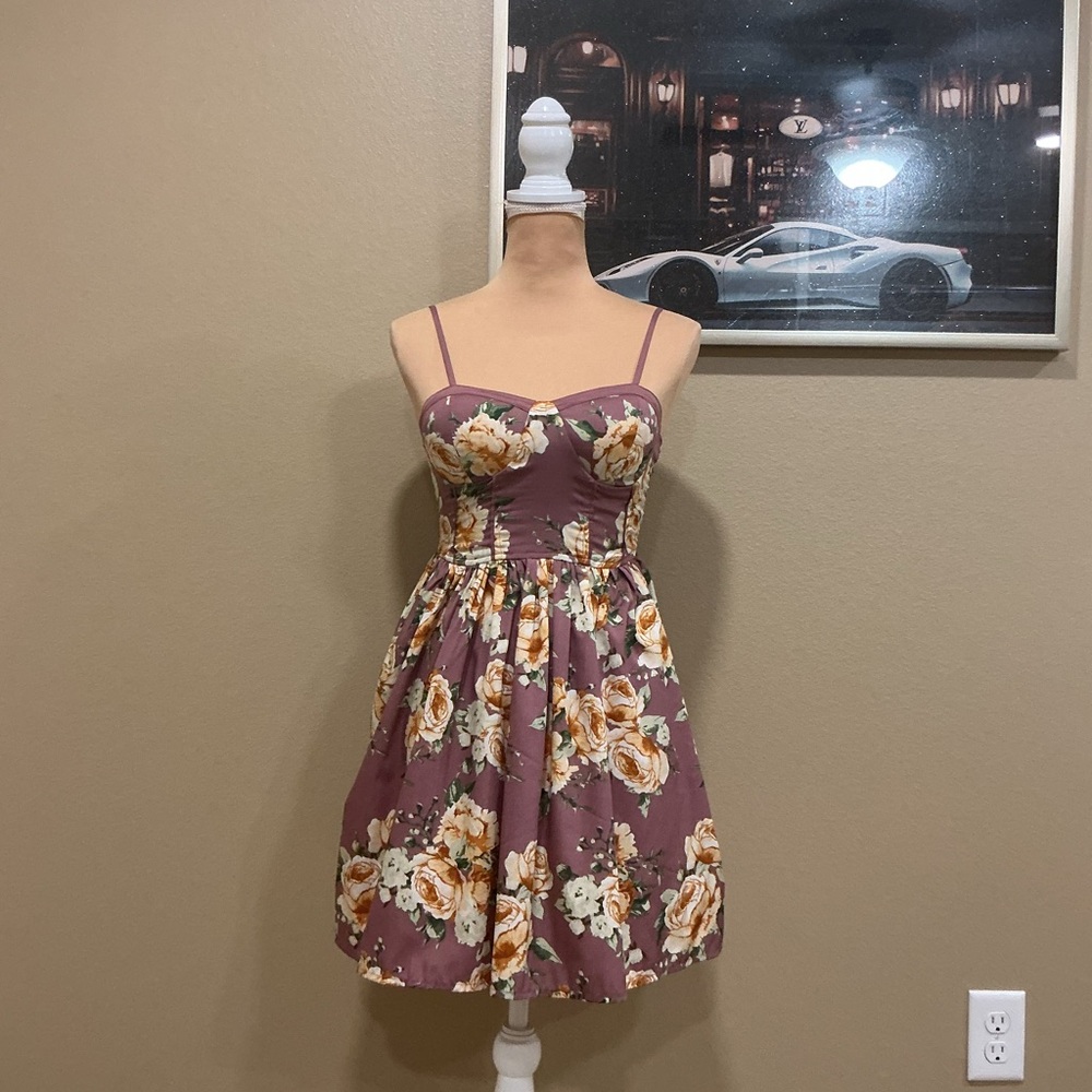 Band of Gypsies Floral Mauve Mini Dress